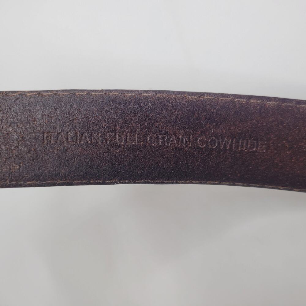 Fossil Belt 38 Brown Italian Leather Western Concho Silver Buckle Cowboy Rodeo - Picture 6 of 8